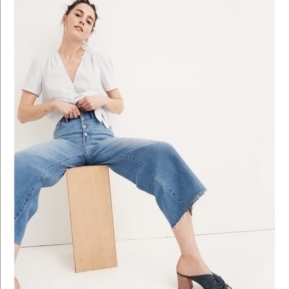 Wide-Leg Crop Jeans: Button-Front Edition - Picture 2 of 4